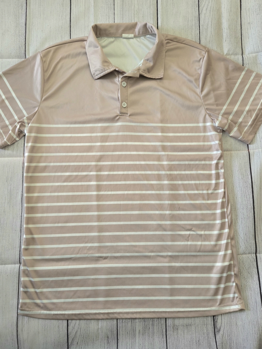 Men's Striped Polo Shirt in Light Mauve